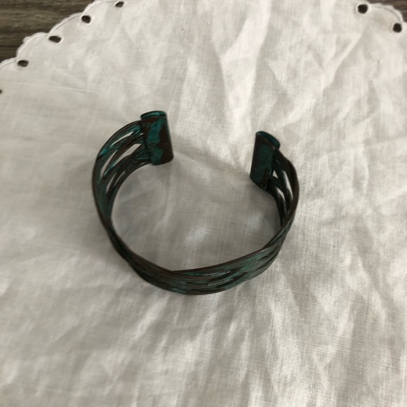 Vtg 90s Braided Metal Cuff Bracelet - Picture 2 of 7